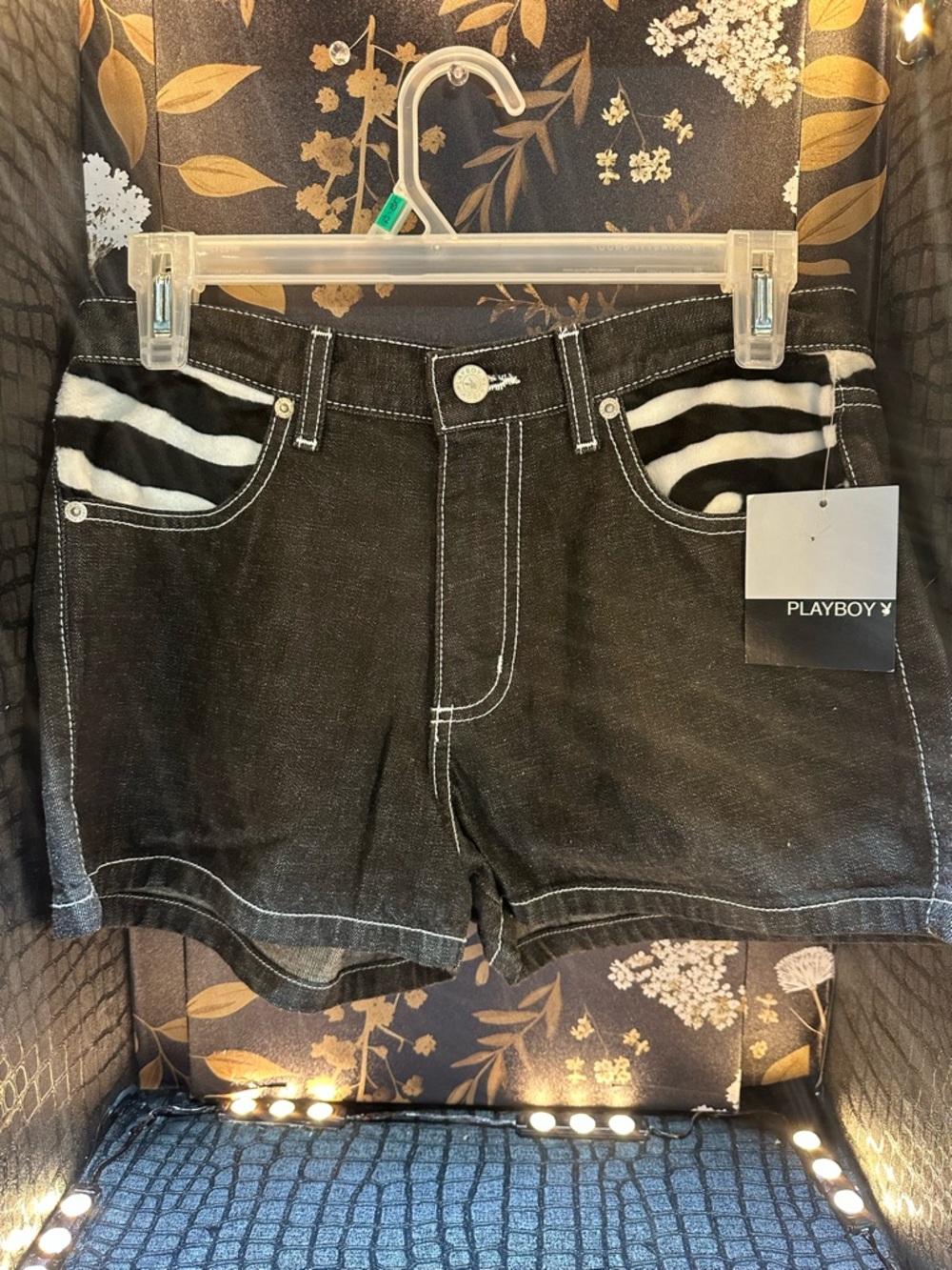 Playboy Black shorts with Zebra Stripes accents